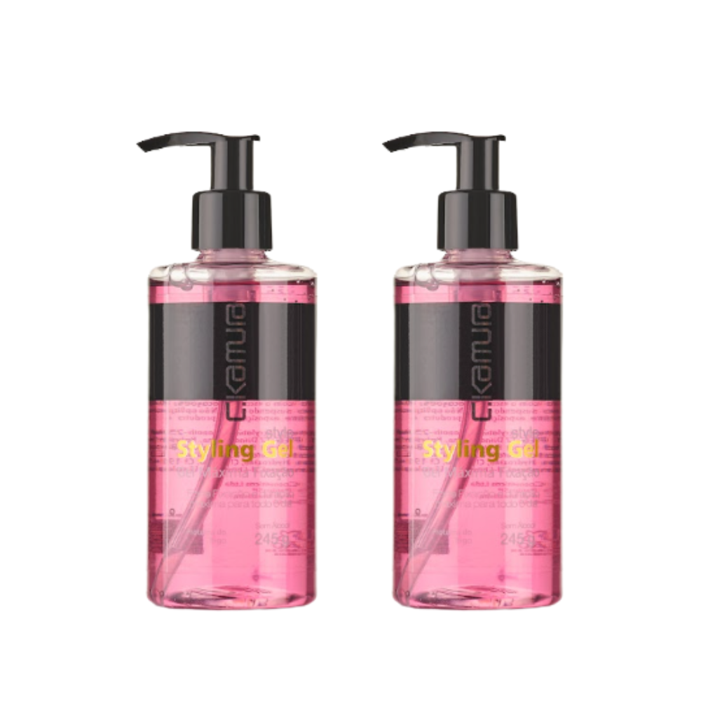 Kit 2 Géis Fixadores C.Kamura Styling Gel Hidratação e Brilho 245g