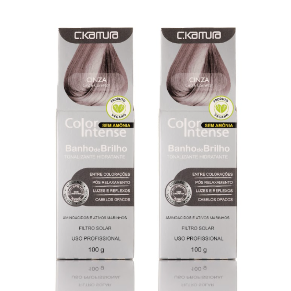 Kit 2 Tonalizantes C.Kamura Color Intense Cinza Banho de Brilho 100g