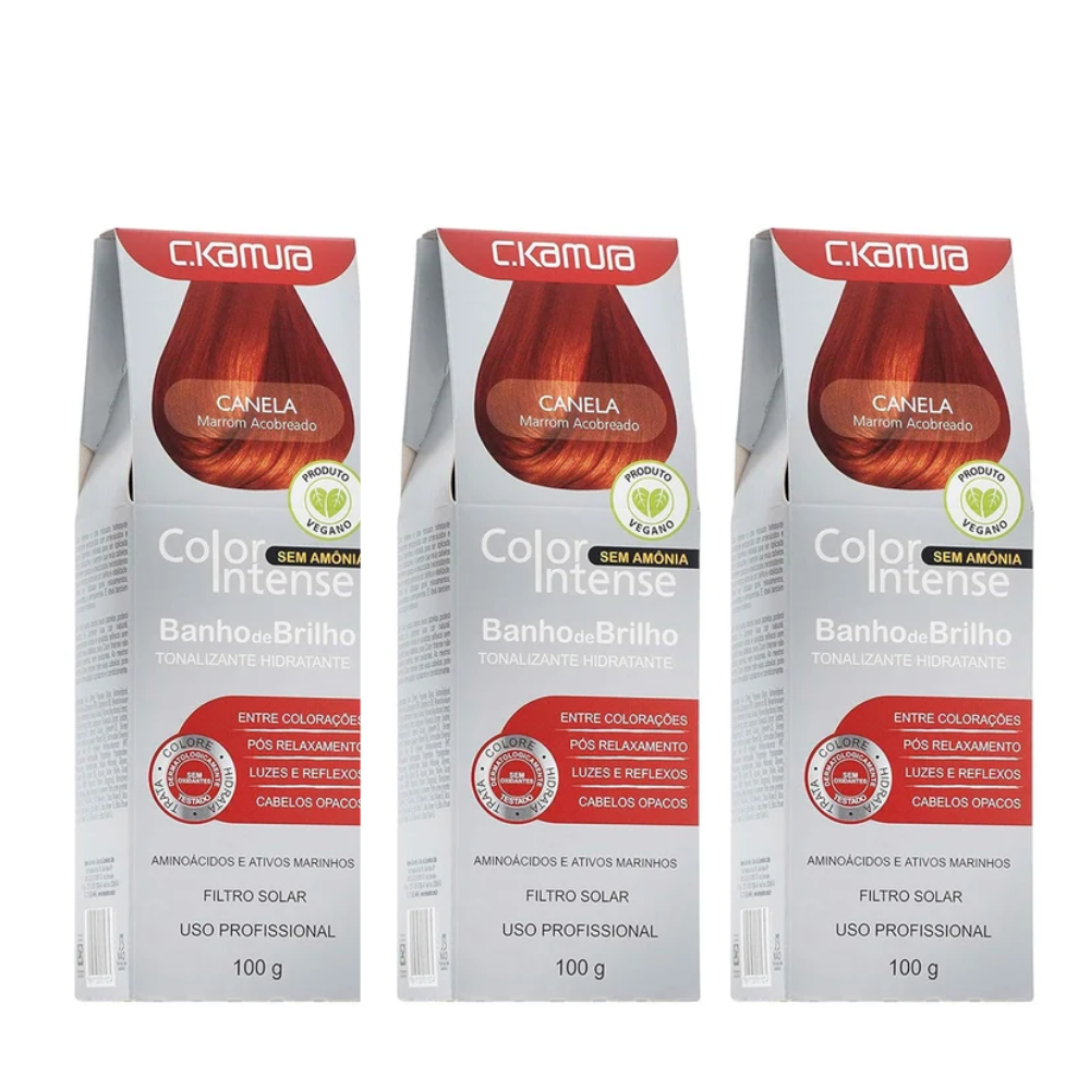 Kit 3 Tonalizantes C.Kamura Color Intense Canela Banho De Brilho 100g