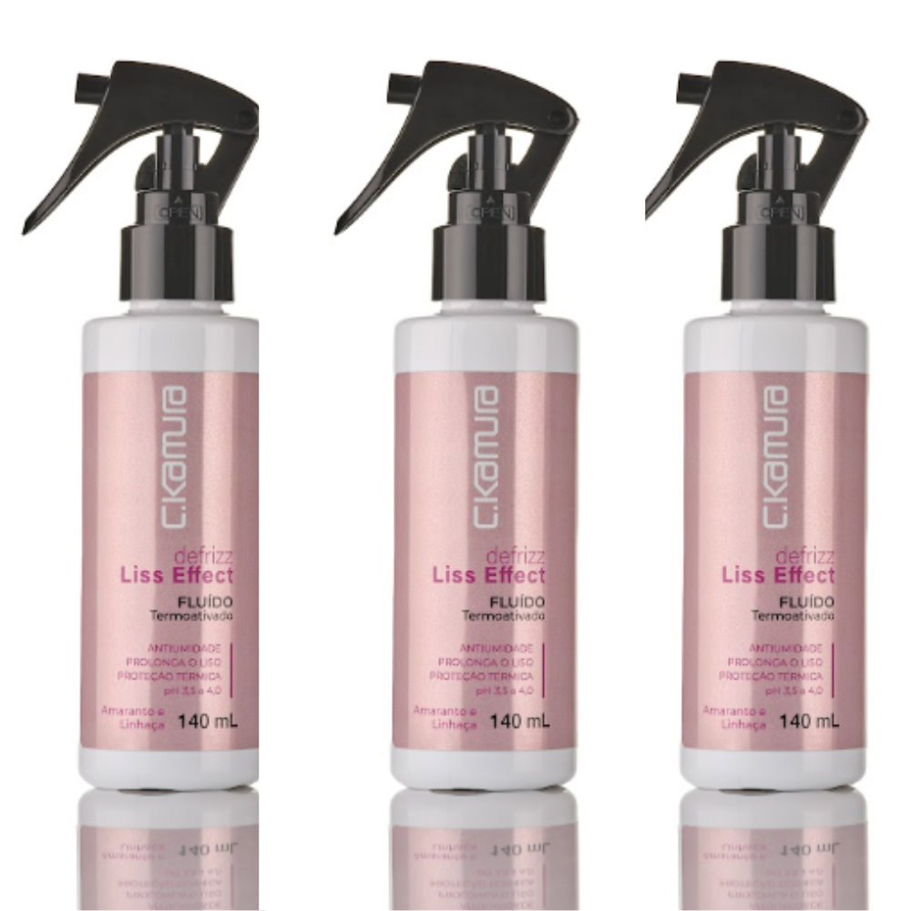 Kit 3 Fluídos Termoativado Defrizz C.Kamura Liss Effect 140ml