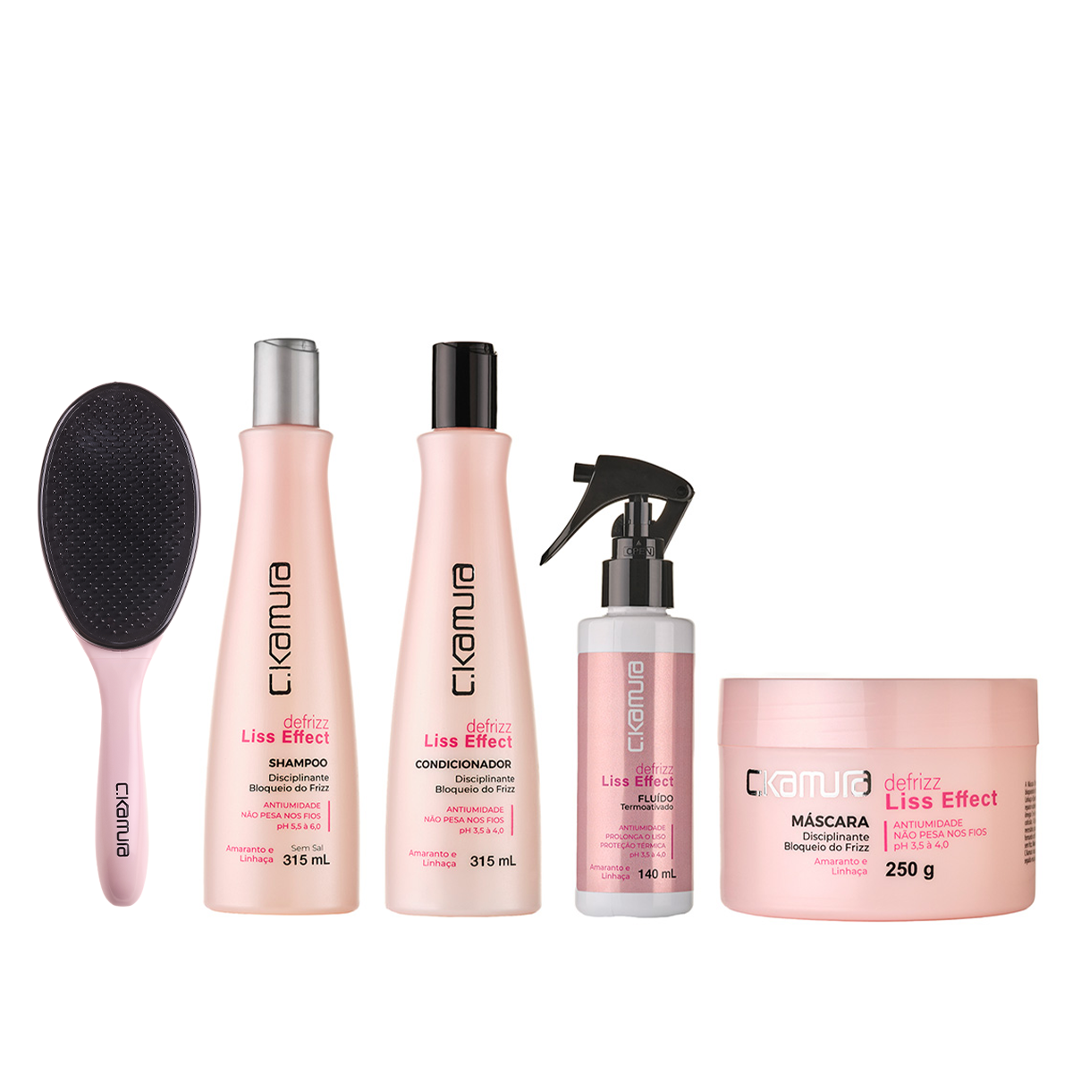 Kit Antifrizz Profissional C.Kamura Liss Effect 4 em 1 com Escova Hair Free