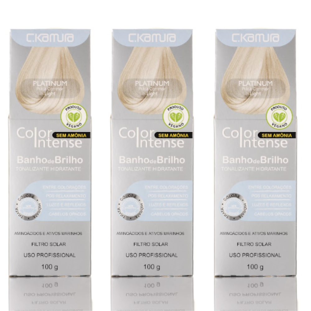 Kit 3 Tonalizantes C.Kamura Color Intense Platinum Banho De Brilho 100g