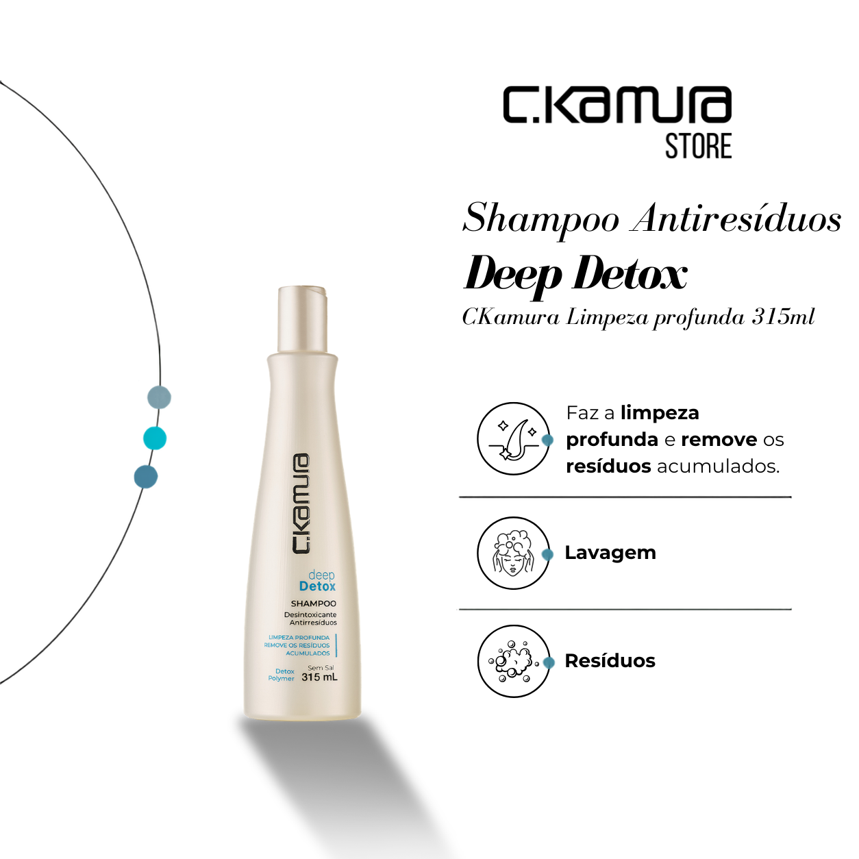 Shampoo Deep Detox Antirresiduos C.Kamura Limpeza Profunda 315ml