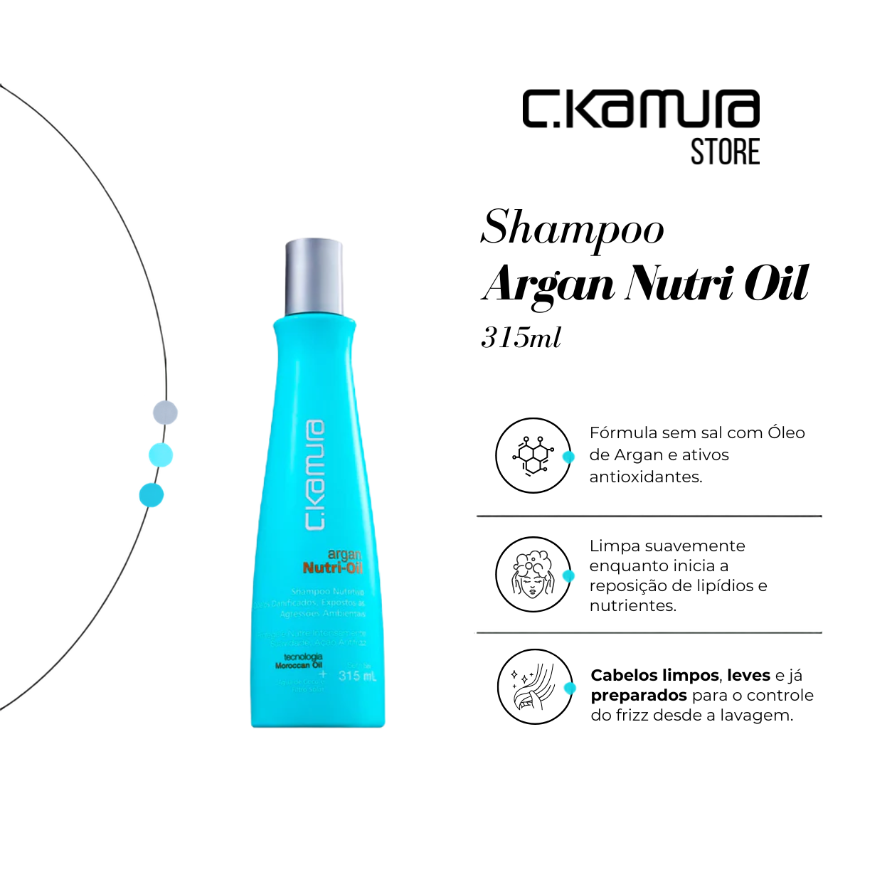Shampoo Argan Nutri Oil C.Kamura Antifrizz Antioxidante 315ml