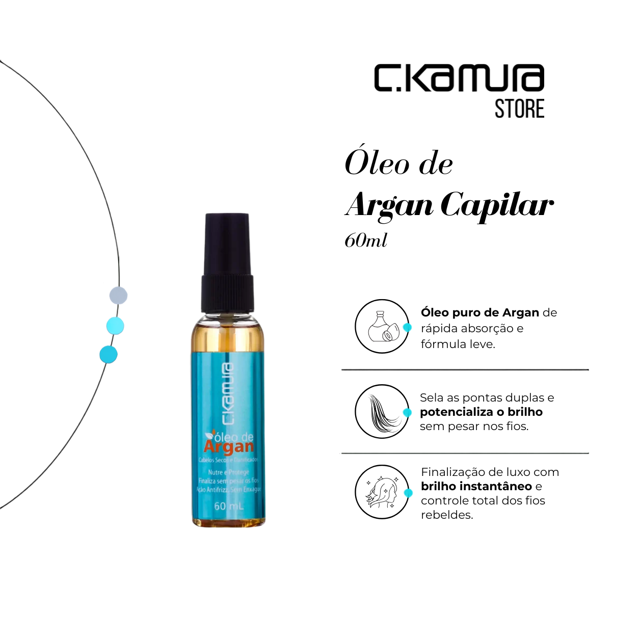 Óleo De Argan Capilar C.Kamura Nutrição Intensa 60ml