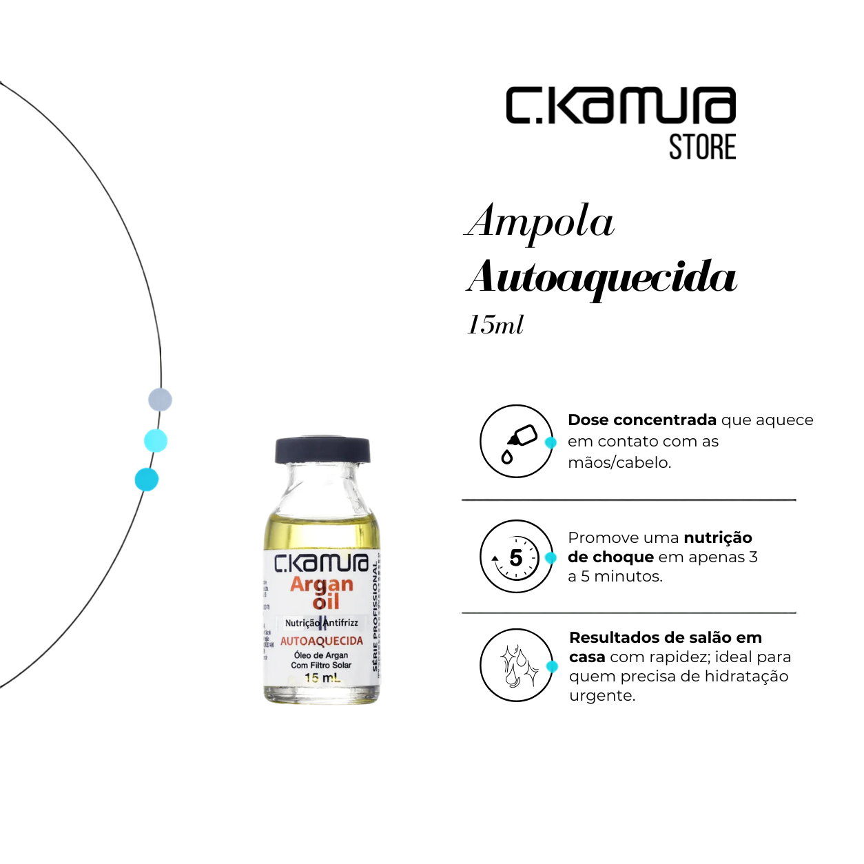 Ampola Autoaquecida Argan Oil Ckamura Nutrição  Antifrizz