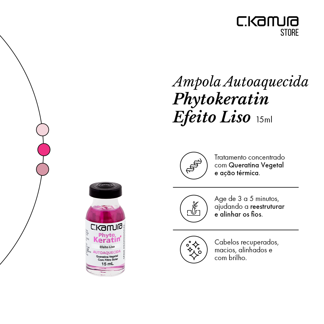 Ampola Autoaquecida Phytokeratin Ckamura Efeito Liso 15ml
