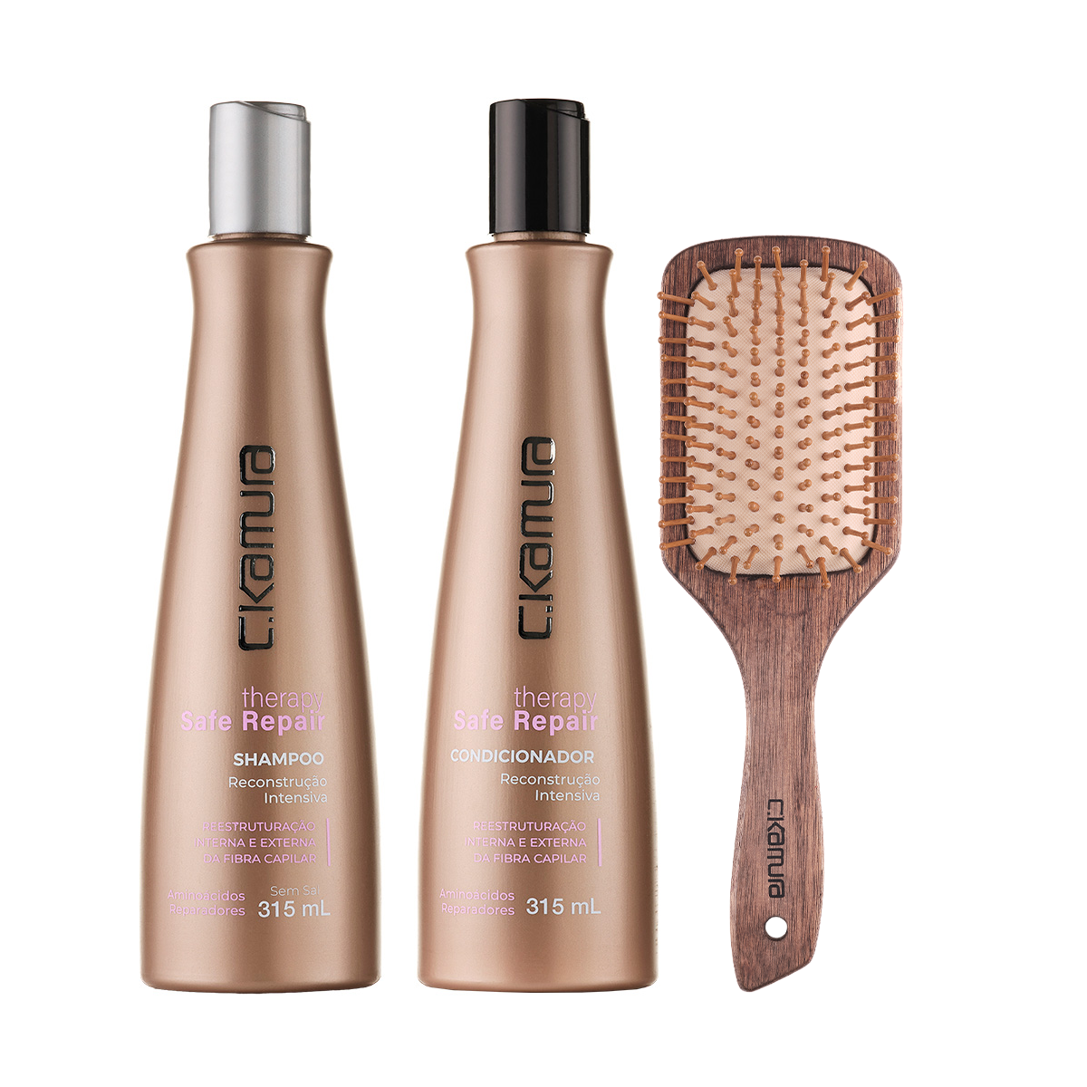 Kit C.Kamura Safe Repair com Shampoo, Condicionador e Escova