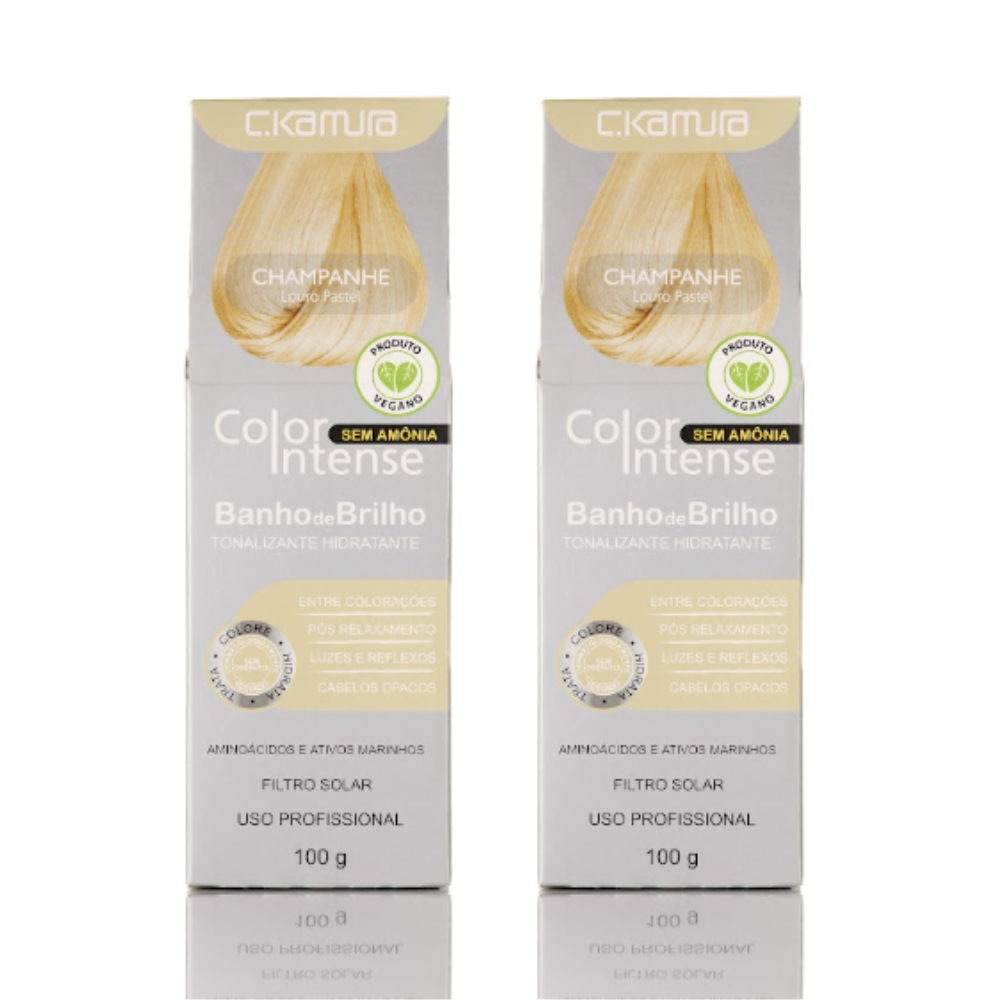 Kit 2 Tonalizantes C.Kamura Color Intense Champanhe Louro Pastel 100g
