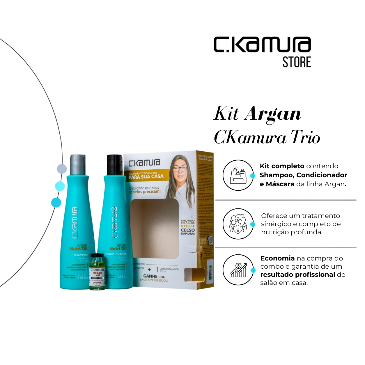 Kit Argan Nutri Oil C.Kamura Trio Da Nutrição