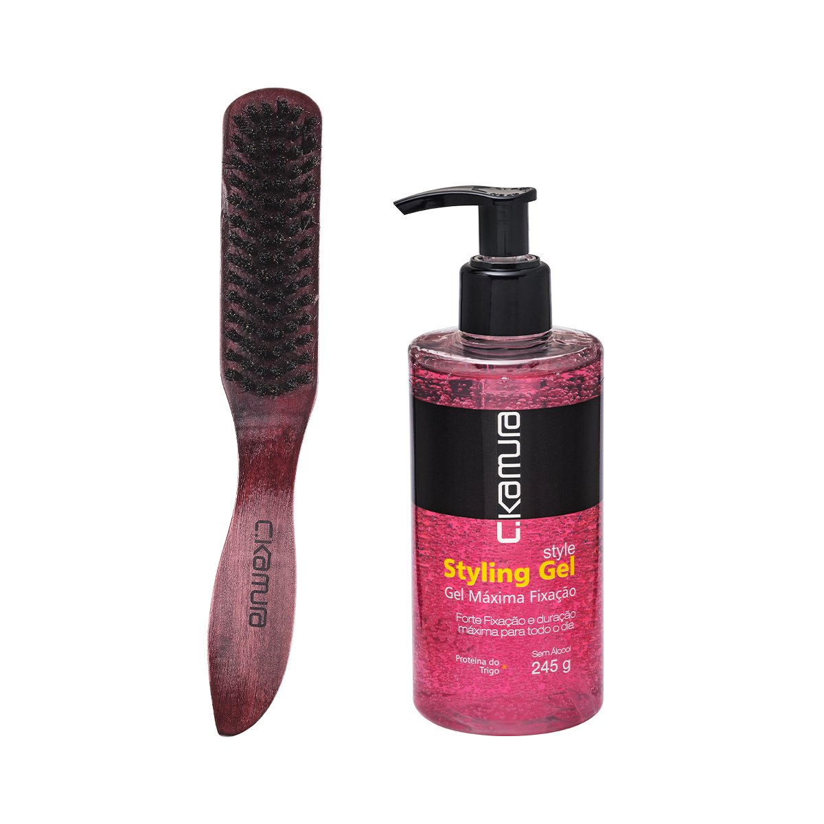 Kit C.Kamura com Style Gel e Escova para Penteados