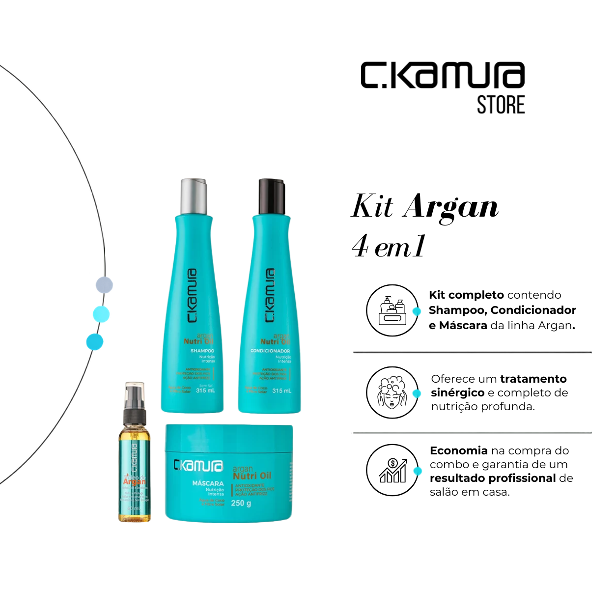 Kit C.Kamura Argan Nutri Oil 4 em 1