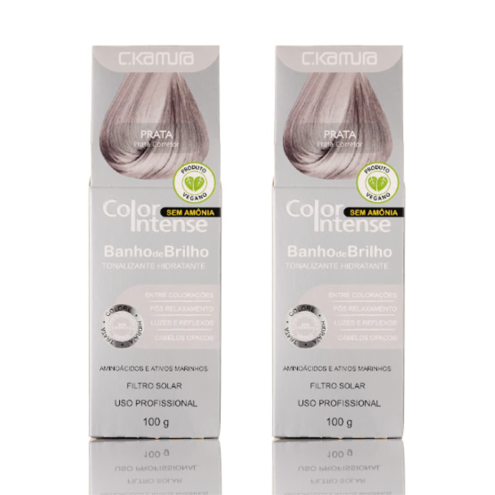 Kit 2 Tonalizantes C.Kamura Color Intense Prata Banho De Brilho 100g
