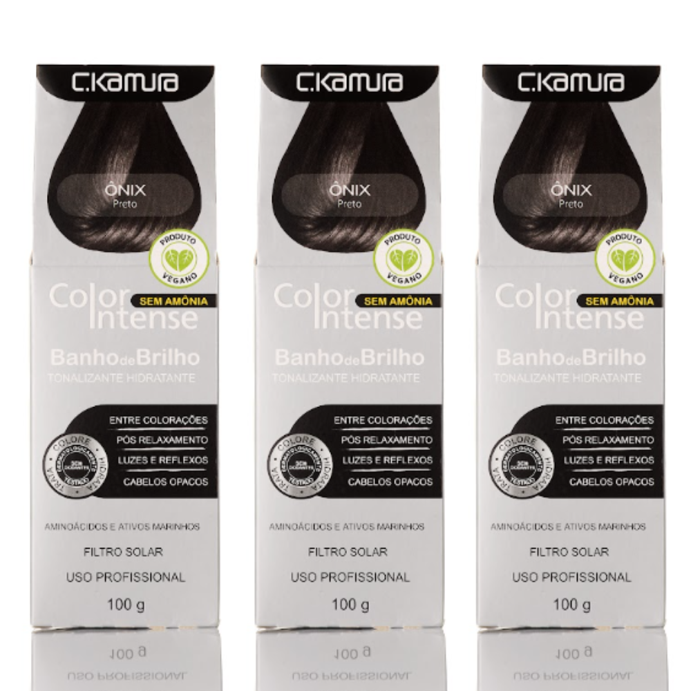 Kit 3 Tonalizantes C.Kamura Color Intense Ônix Banho De Brilho 100g