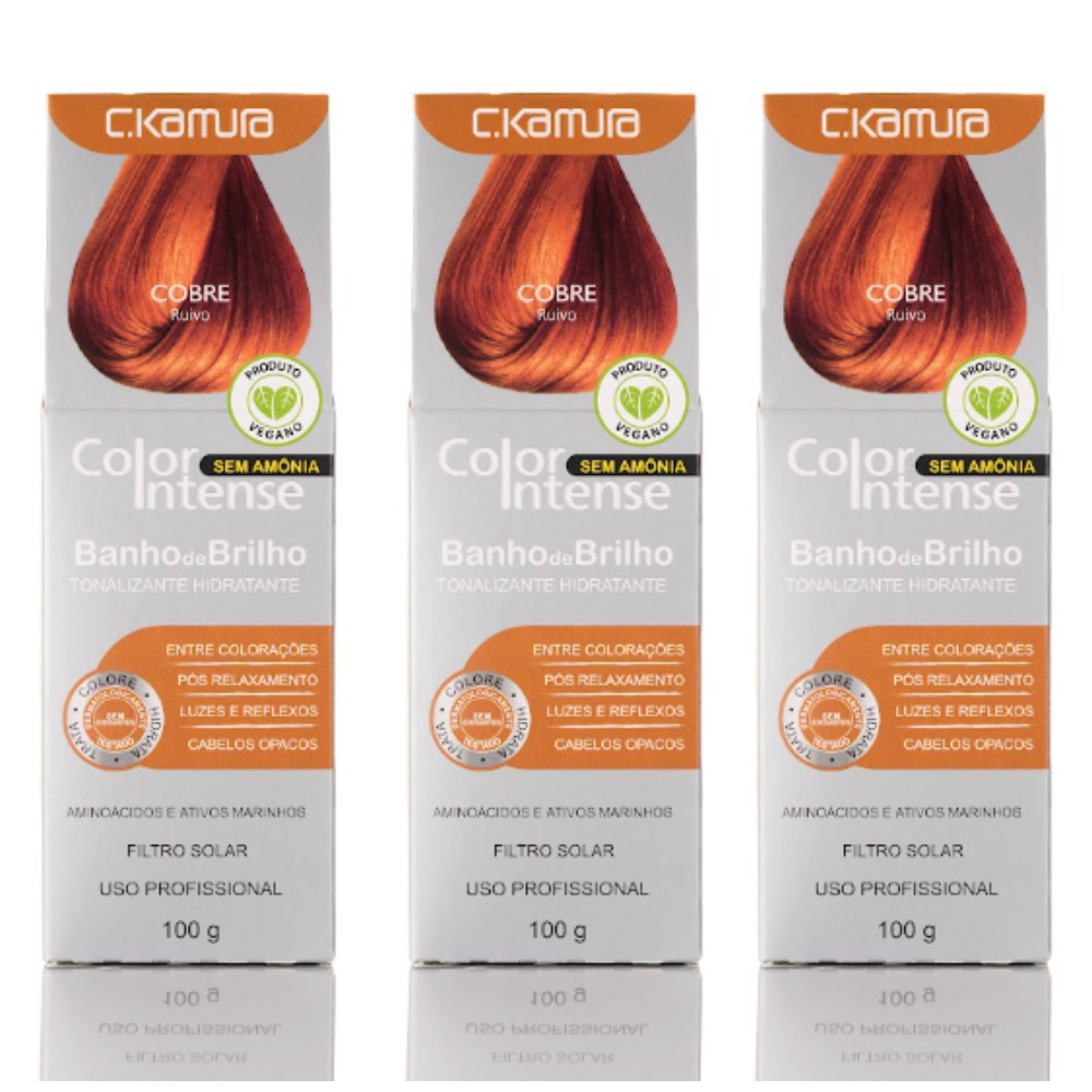 Kit 3 Tonalizantes C.Kamura Color Intense Cobre Banho De Brilho 100g
