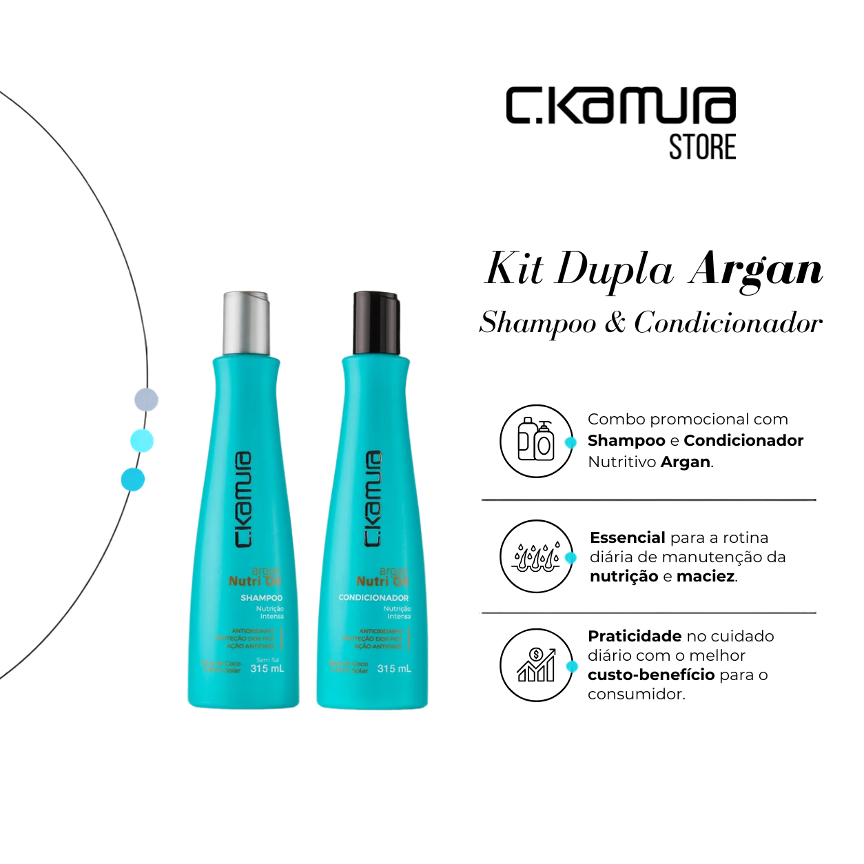 Kit C.Kamura Argan com Shampoo e Condicionador